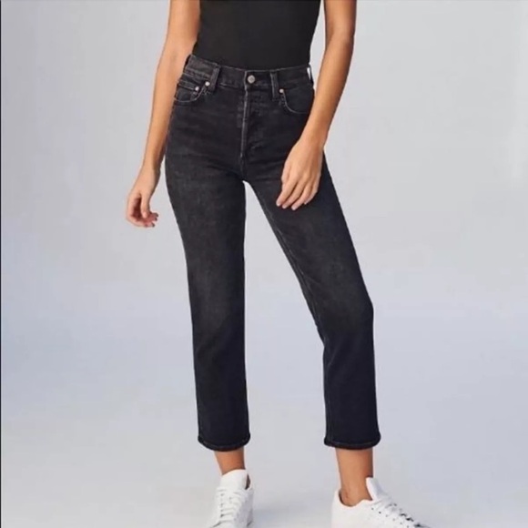 055 DENIM FORUM The Arlo High Rise Straight - Black Washout Dye - Picture 1 of 1